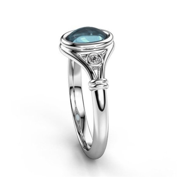 🎁New Blue Oval Opal Refine Fever Trendy Silver Rings for Women, EVGG1403 - Picture 6 of 7